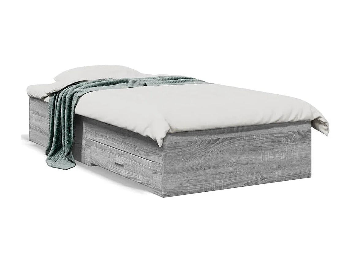 Cadre de lit et tiroirs sonoma gris 75x190 bois d'ingénierie