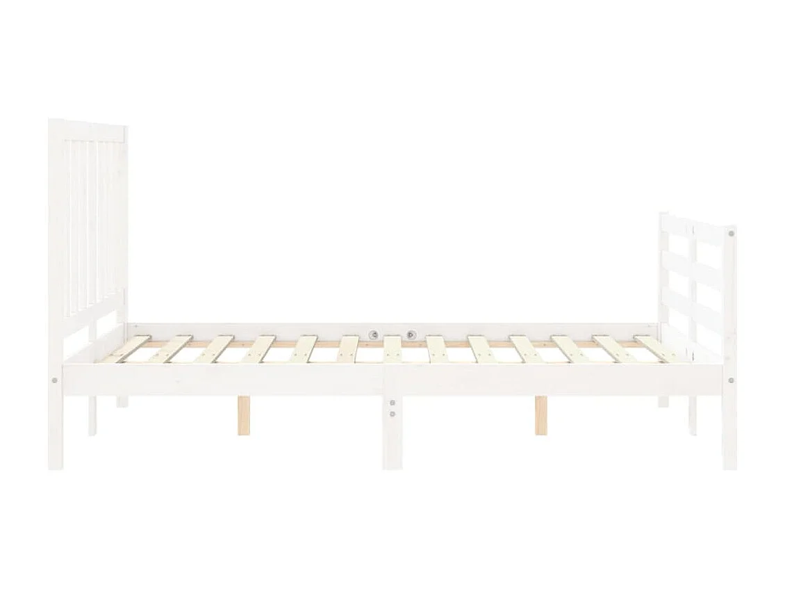Cadre de lit avec tête de lit blanc 140x190 bois massif