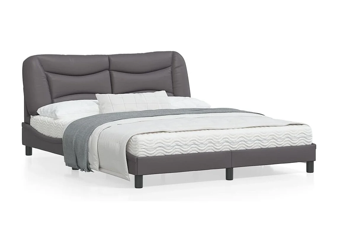 Cadre de lit avec tête de lit Gris 160x200 Similicuir