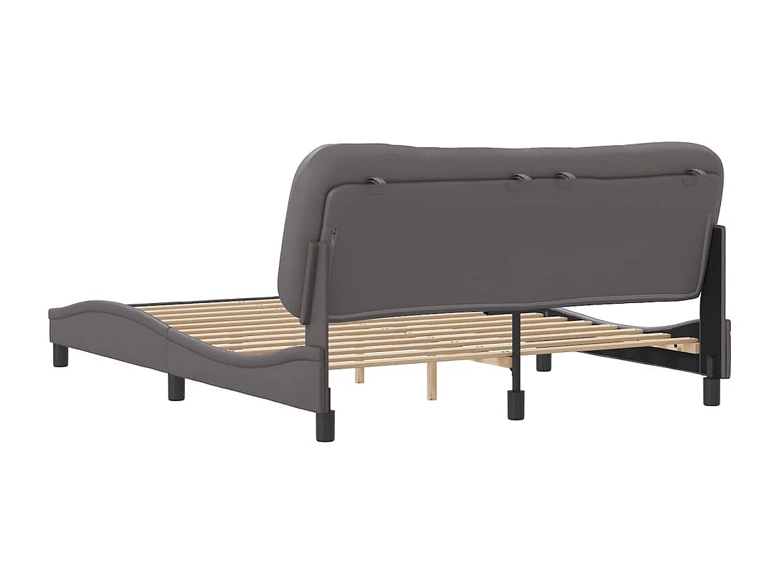 Cadre de lit avec tête de lit Gris 160x200 Similicuir