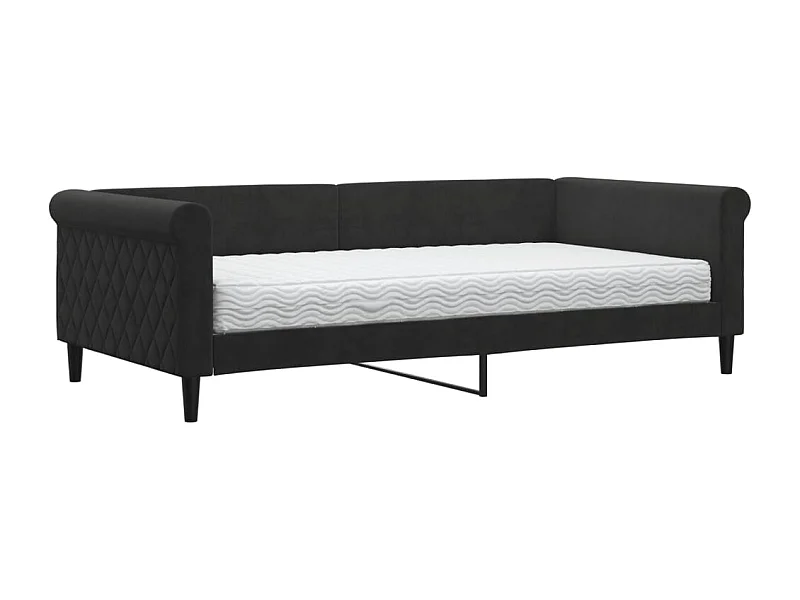 Lit de jour avec matelas noir 100x200 velours