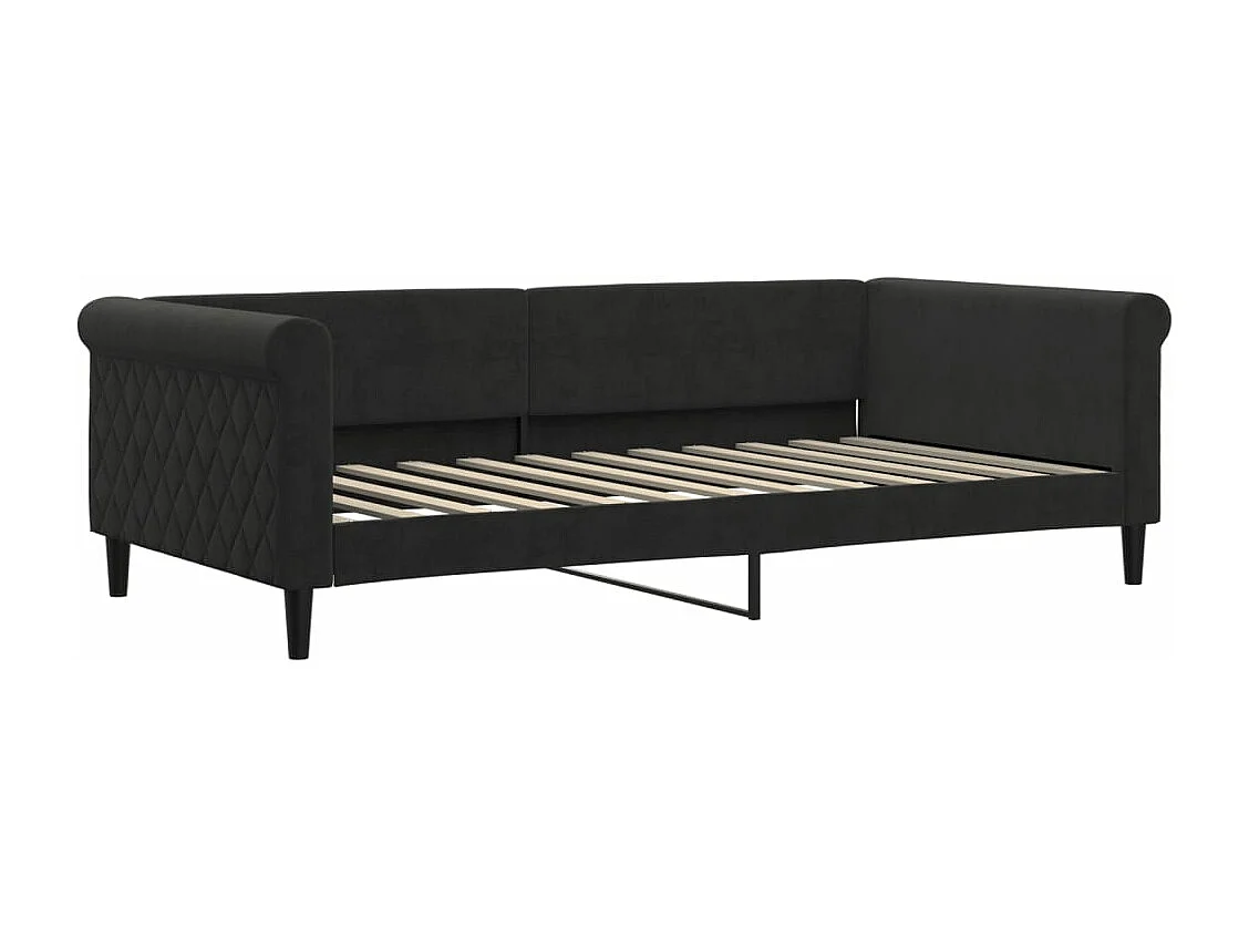 Lit de jour avec matelas noir 100x200 velours