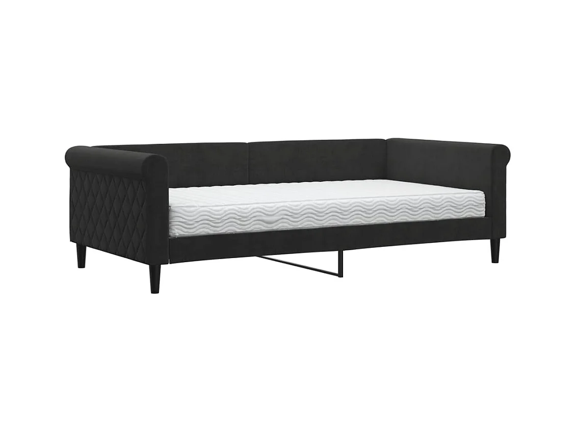 Lit de jour avec matelas noir 100x200 velours