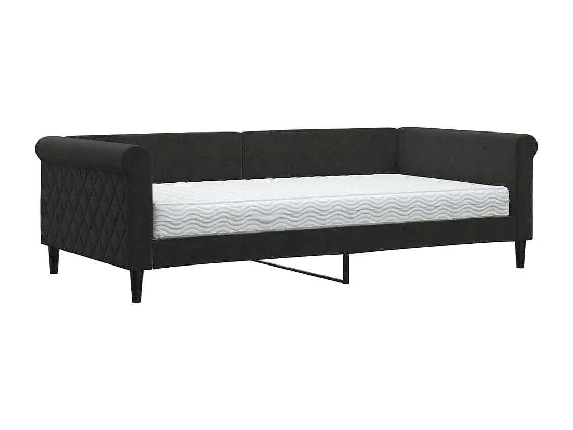 Lit de jour avec matelas noir 100x200 velours