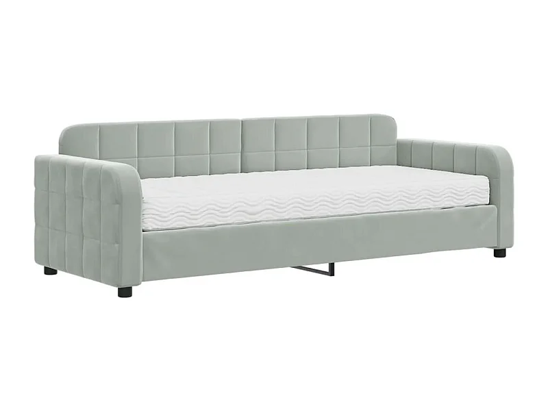 Lit de jour avec matelas gris clair 80x200 velours
