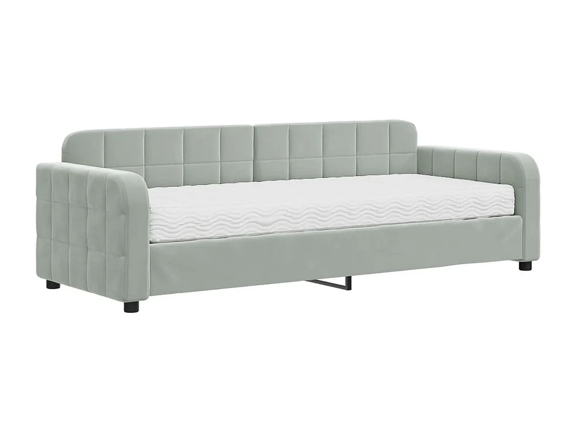 Lit de jour avec matelas gris clair 80x200 velours