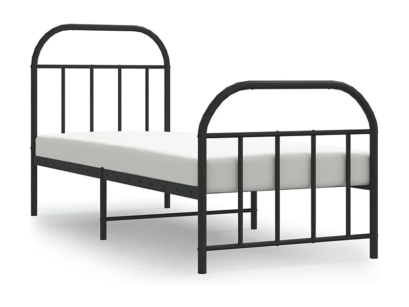 Cadre de lit métal avec tête de lit-pied de lit noir 75x190