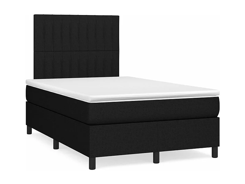Sommier à lattes de lit matelas et LED noir 120x190 tissu