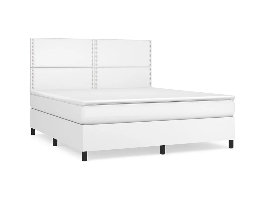 Sommier à lattes de lit avec matelas Blanc 160x200 Similicuir