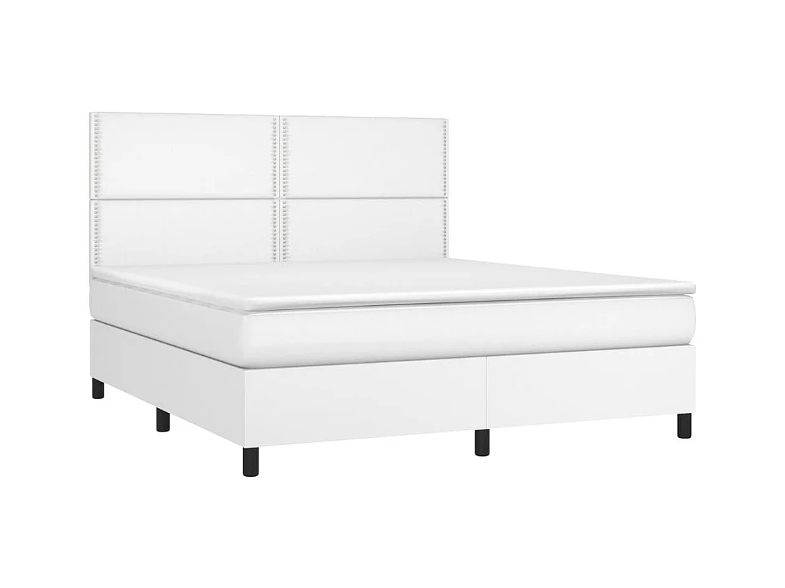 Sommier à lattes de lit avec matelas Blanc 160x200 Similicuir