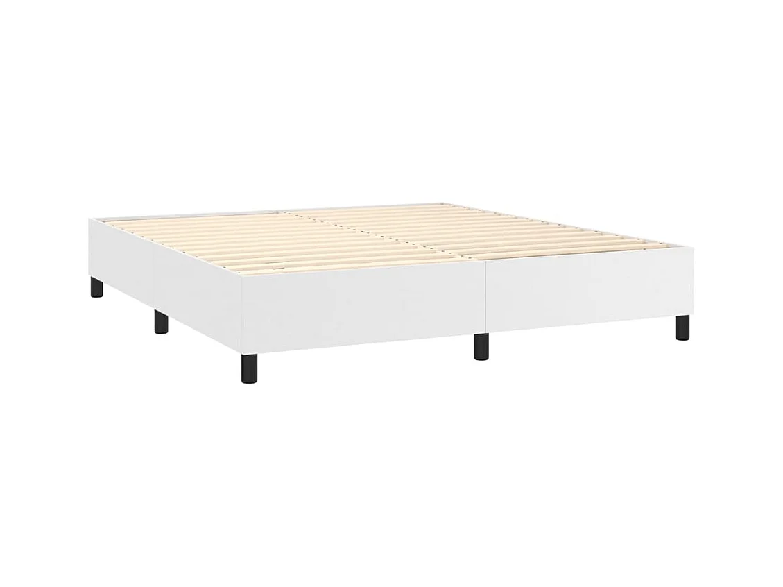 Sommier à lattes de lit avec matelas Blanc 160x200 Similicuir