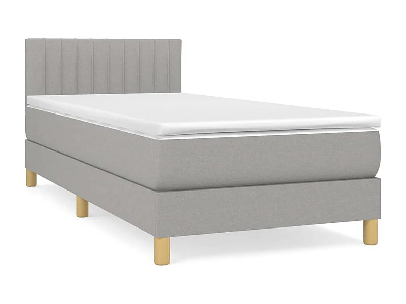Sommier à lattes de lit et matelas Gris clair 90x190 Tissu