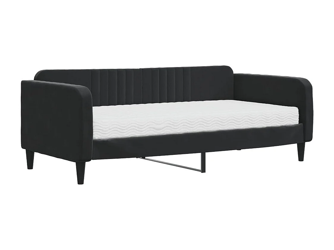 Lit de jour avec matelas noir 90x190 velours