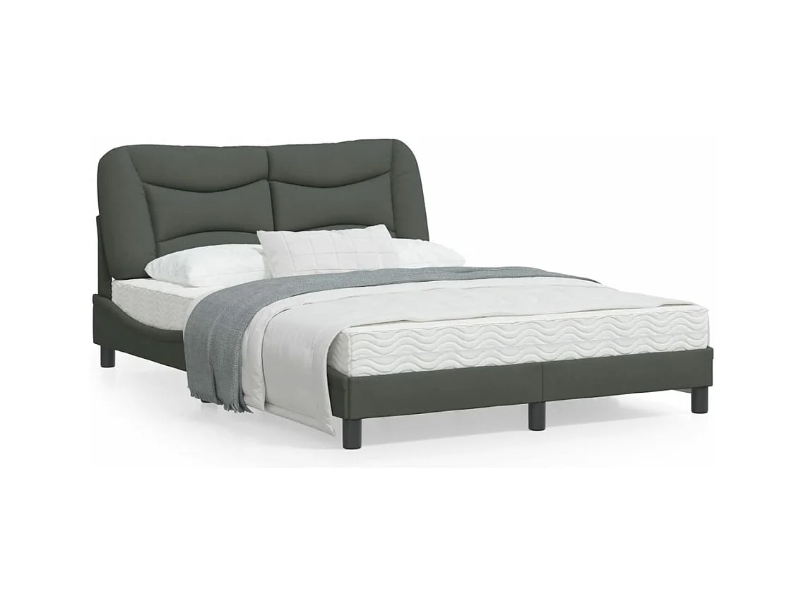 Cadre de lit avec tête de lit Gris foncé 140x200 Tissu