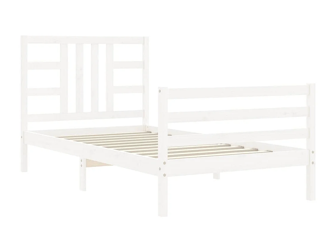 Cadre de lit et tête de lit blanc 100x200 bois massif
