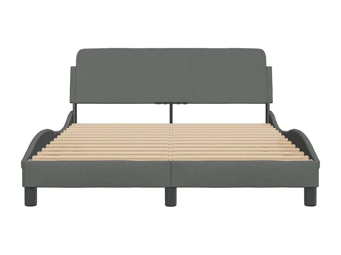 Cadre de lit avec tête de lit Gris foncé 140x190 Tissu
