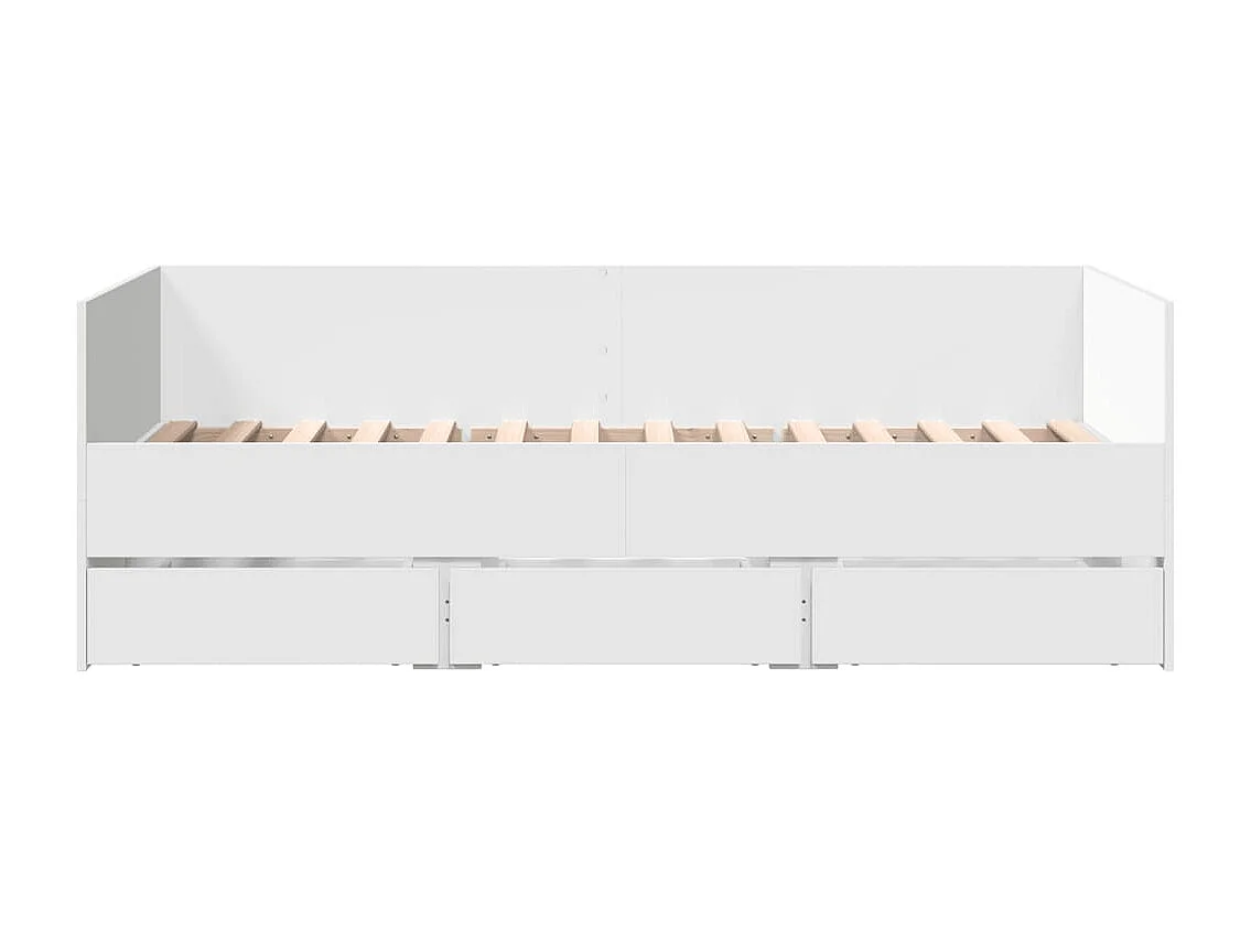 Lit de jour avec tiroirs blanc 90x190 bois d'ingénierie