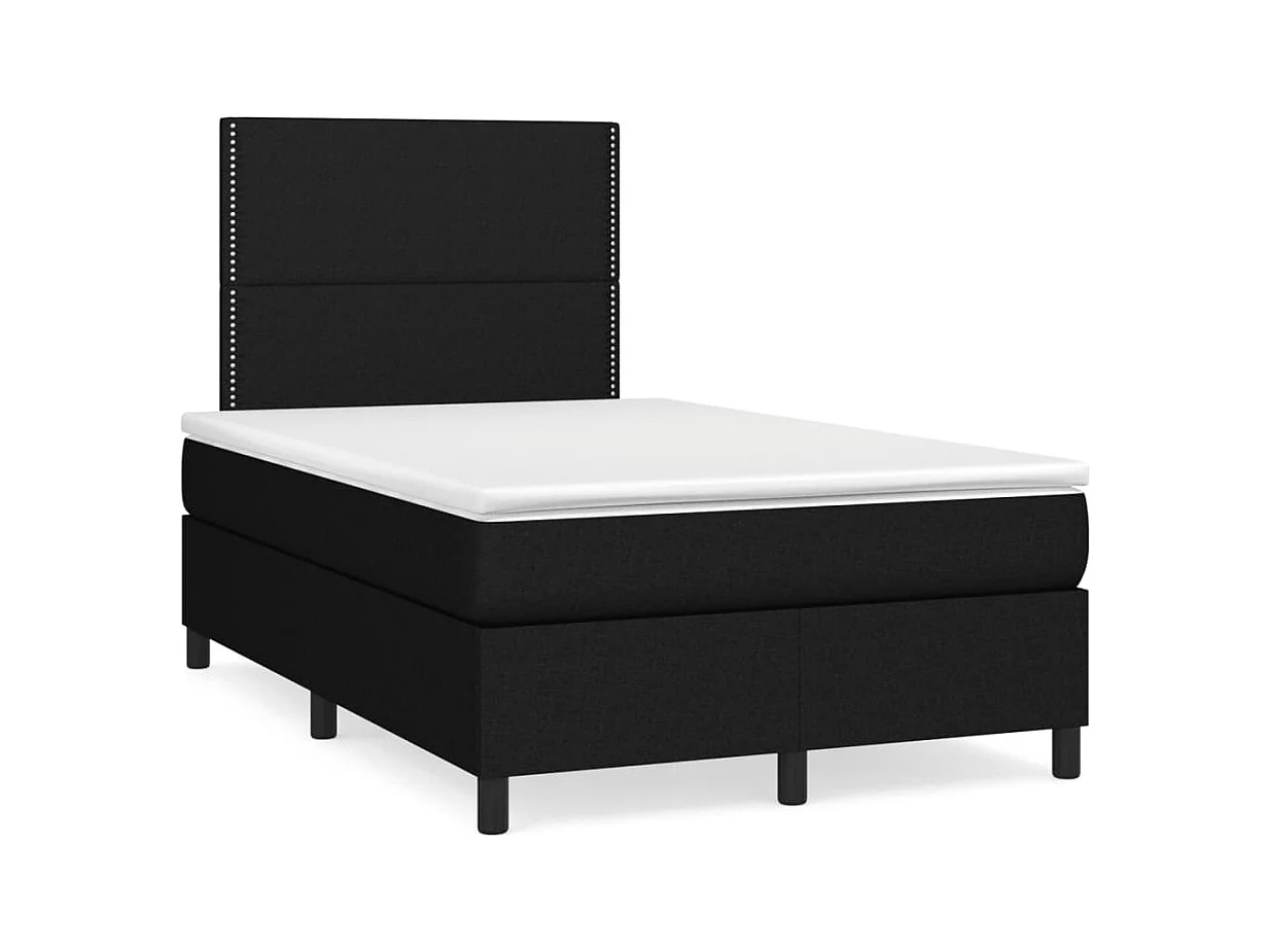 Sommier à lattes de lit matelas et LED noir 120x190 tissu
