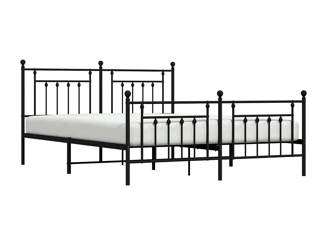 vidaXL Estructura de cama cabecero y estribo metal negro 160x200 cm