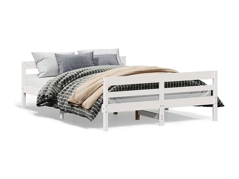 Cadre de lit avec tête de lit blanc 140x200 bois pin massif