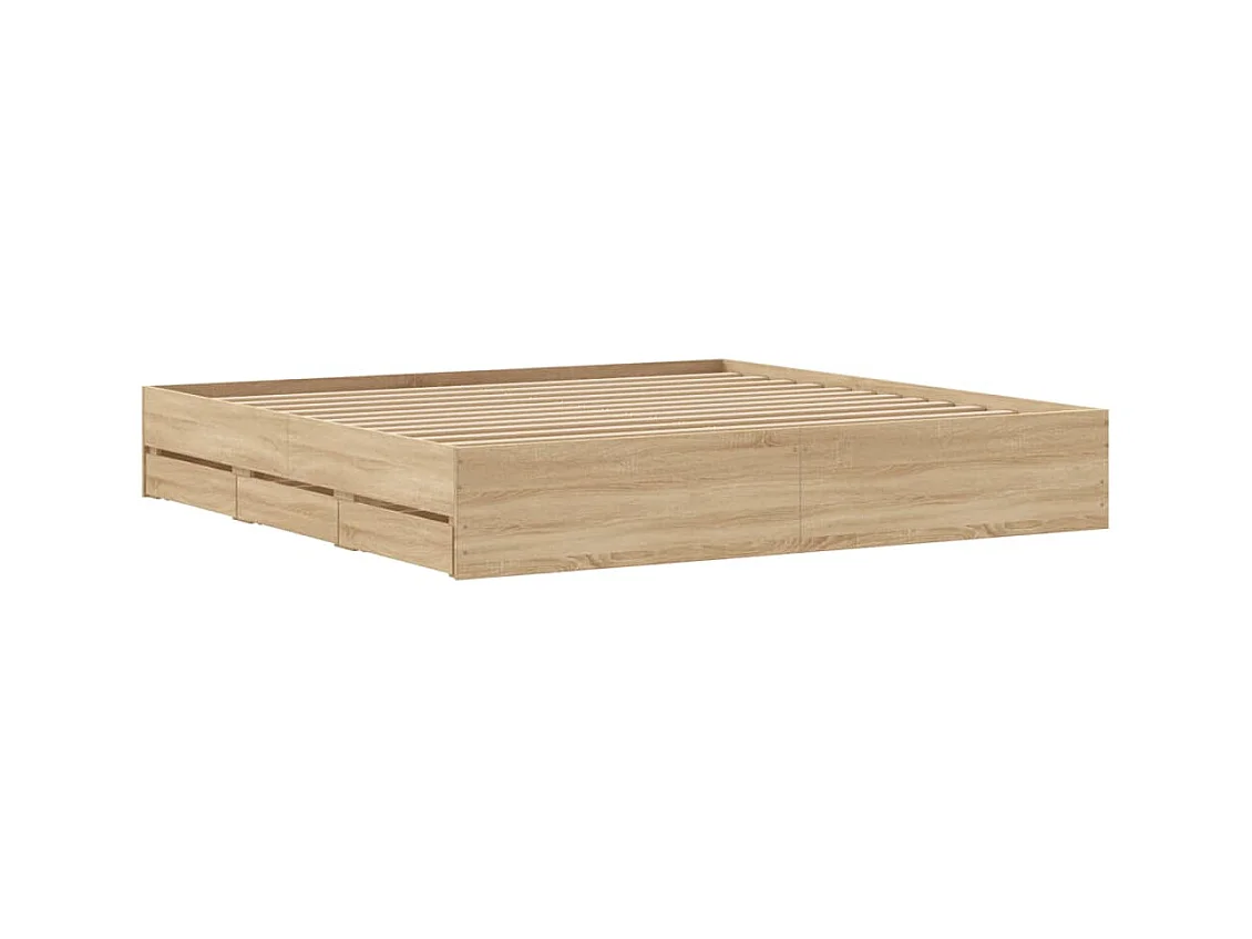 Cadre de lit à tiroirs chêne sonoma 160x200 bois d'ingénierie