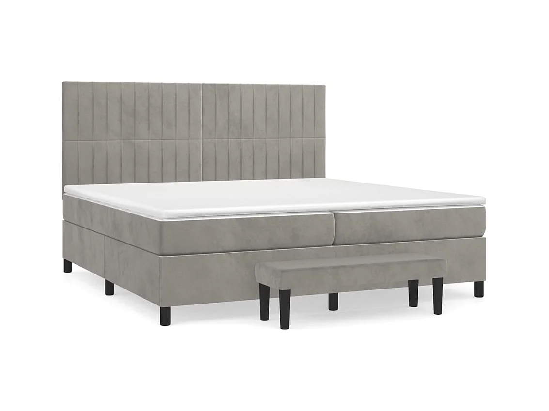 Sommier à lattes de lit et matelas Gris clair 200x200 Velours