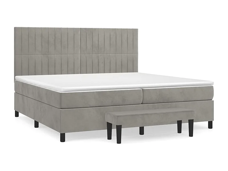 Sommier à lattes de lit et matelas Gris clair 200x200 Velours
