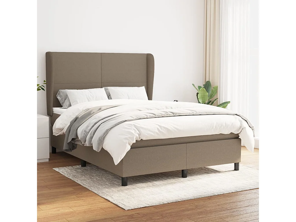 Sommier à lattes de lit avec matelas Taupe 140x200 Tissu