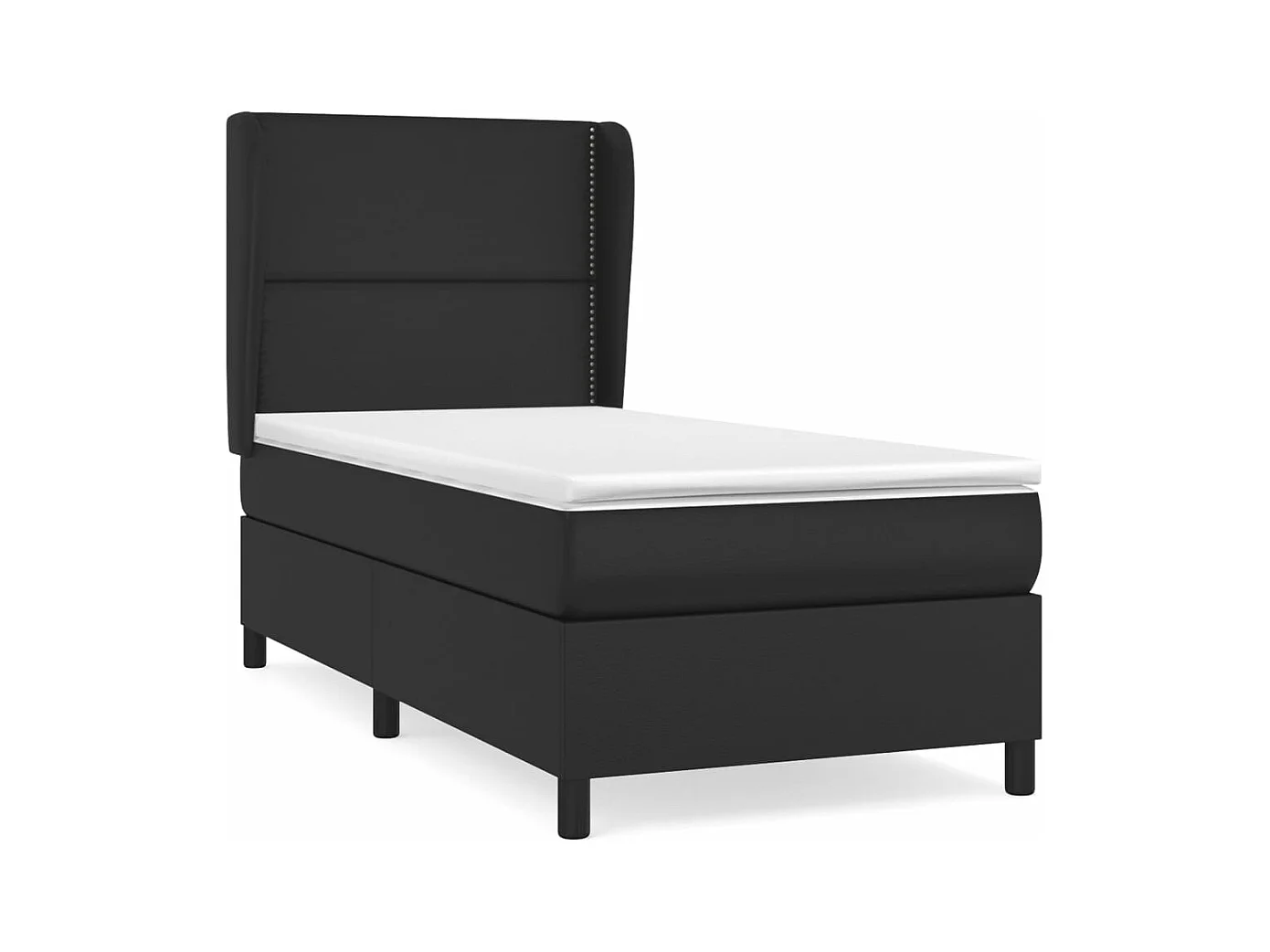 Sommier à lattes de lit avec matelas Noir 90x200 Similicuir