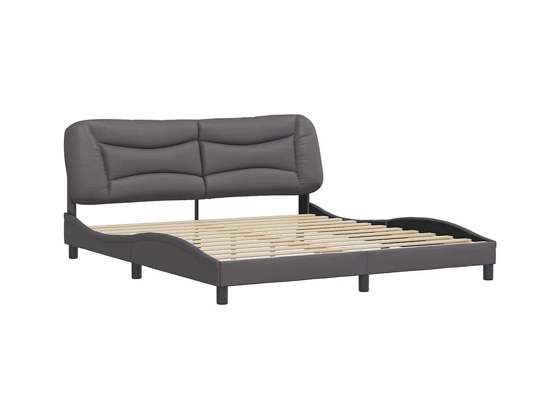 Bedframe met hoofdbord kunstleer grijs 180x200 cm