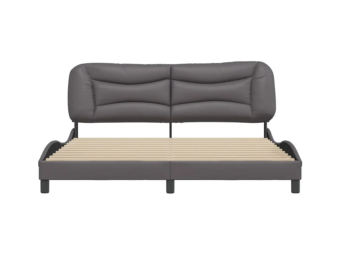Bedframe met hoofdbord kunstleer grijs 180x200 cm