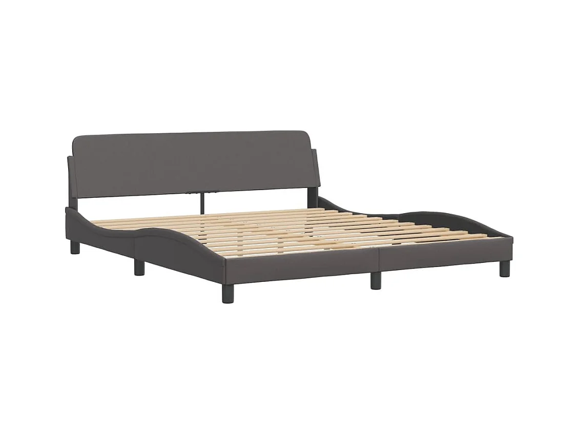 Bedframe met hoofdbord kunstleer grijs 180x200 cm