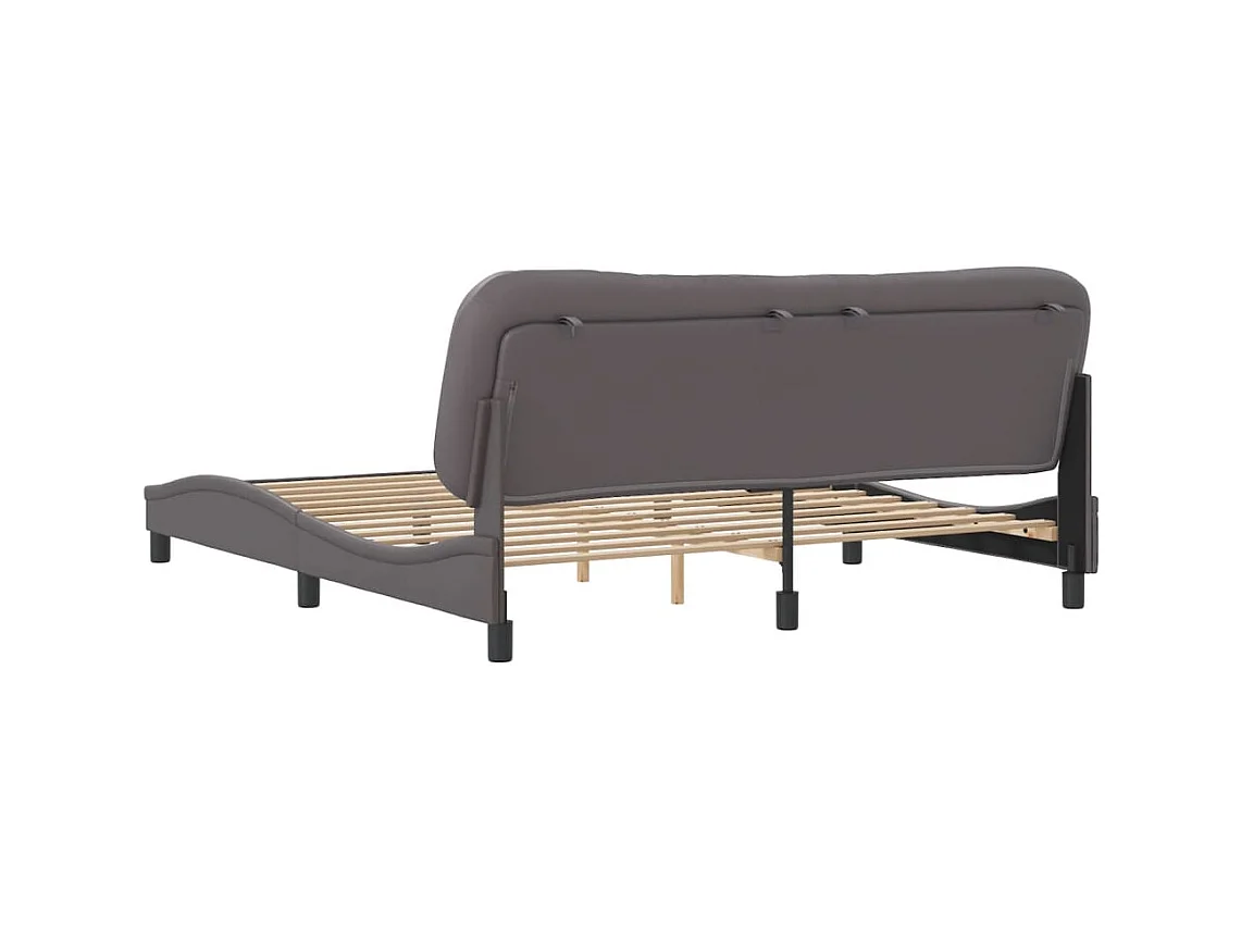 Bedframe met hoofdbord kunstleer grijs 180x200 cm