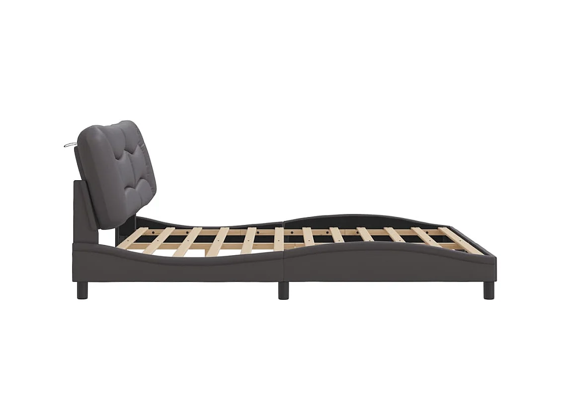 Bedframe met hoofdbord kunstleer grijs 180x200 cm