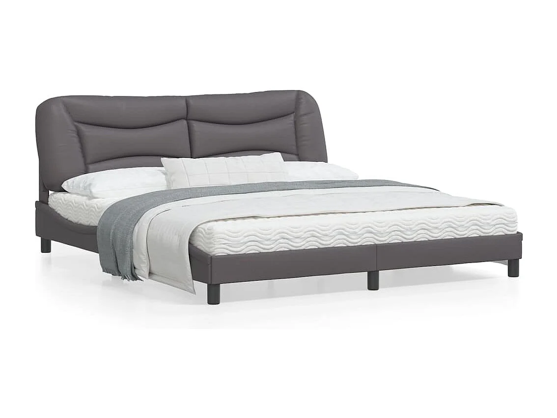 Bedframe met hoofdbord kunstleer grijs 180x200 cm