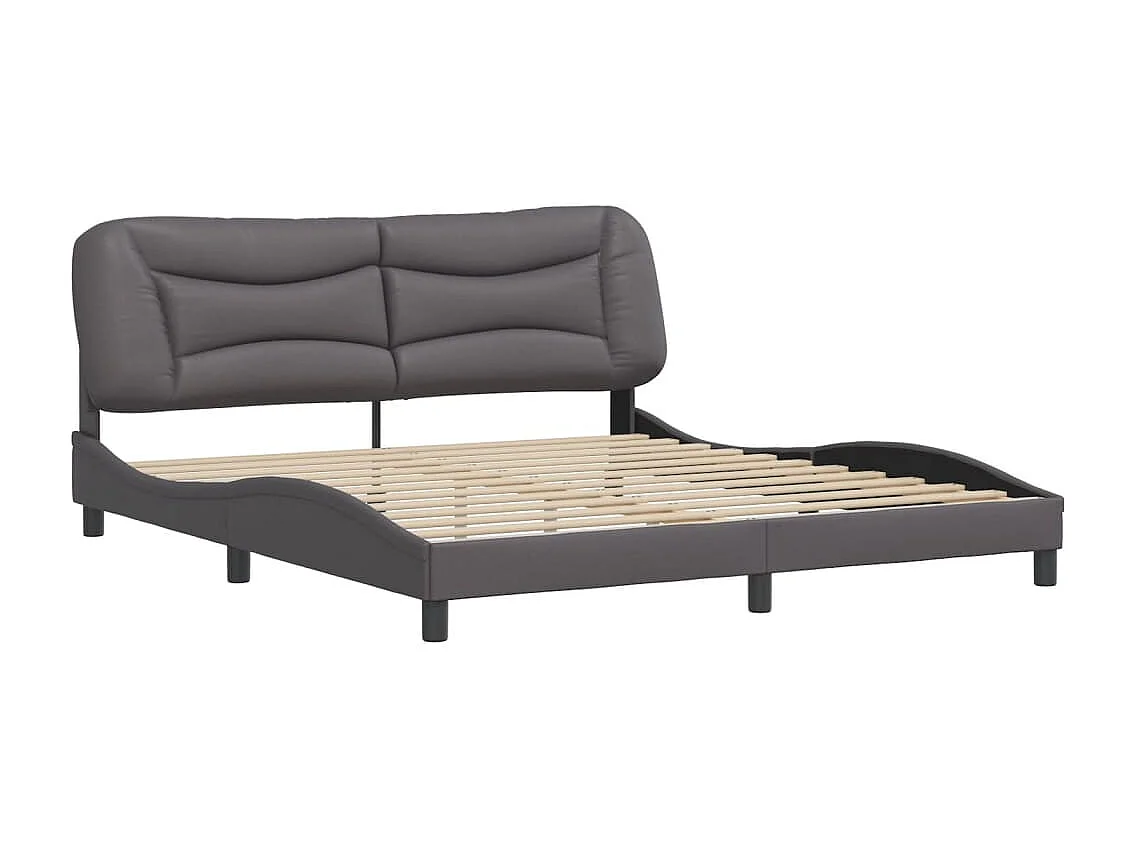 Bedframe met hoofdbord kunstleer grijs 180x200 cm