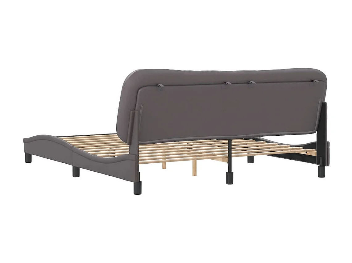 Bedframe met hoofdbord kunstleer grijs 180x200 cm