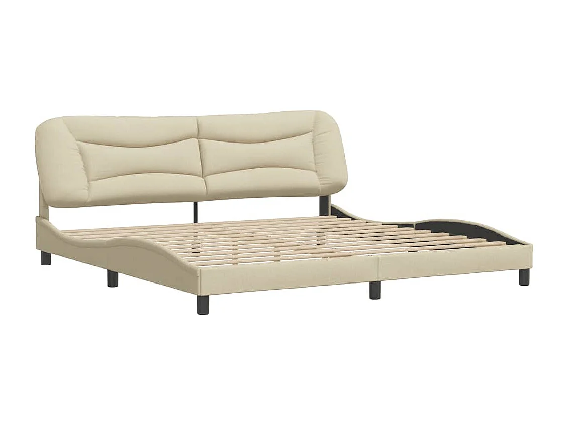 Cadre de lit avec tête de lit Crème 200x200 Tissu