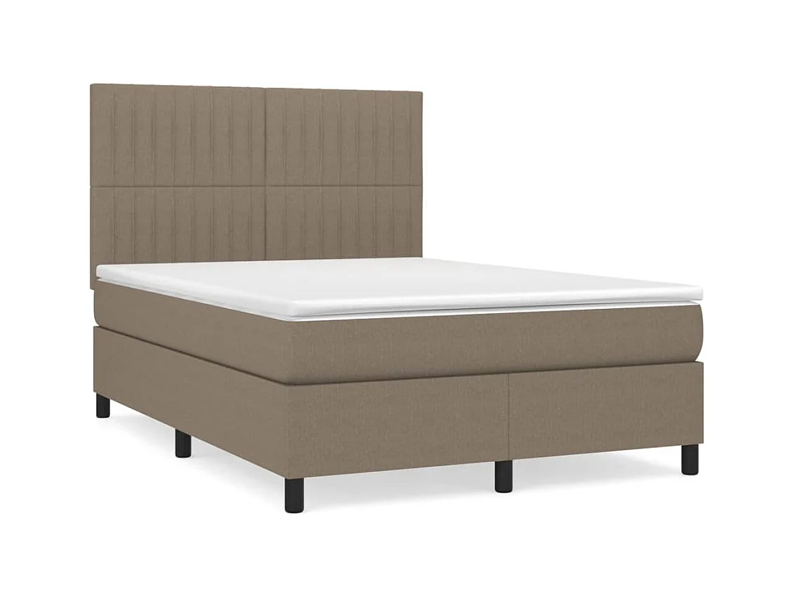 Sommier à lattes de lit avec matelas Taupe 140x200 Tissu