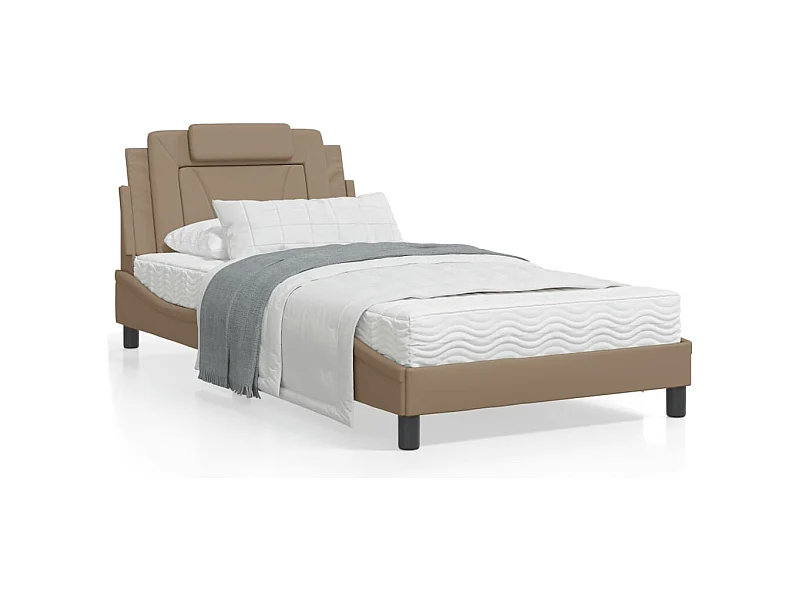 Cadre de lit avec tête de lit Cappuccino 100x200 Similicuir