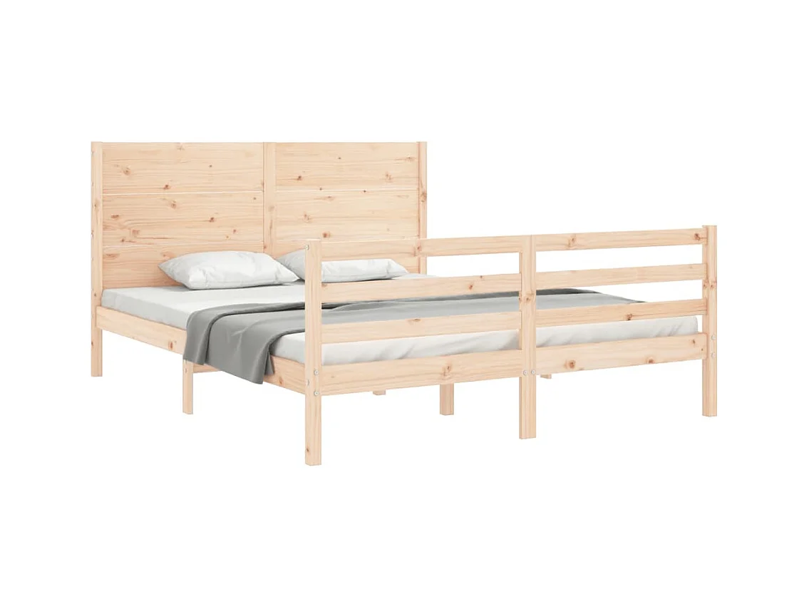 Cadre de lit avec tête de lit 160x200 bois massif