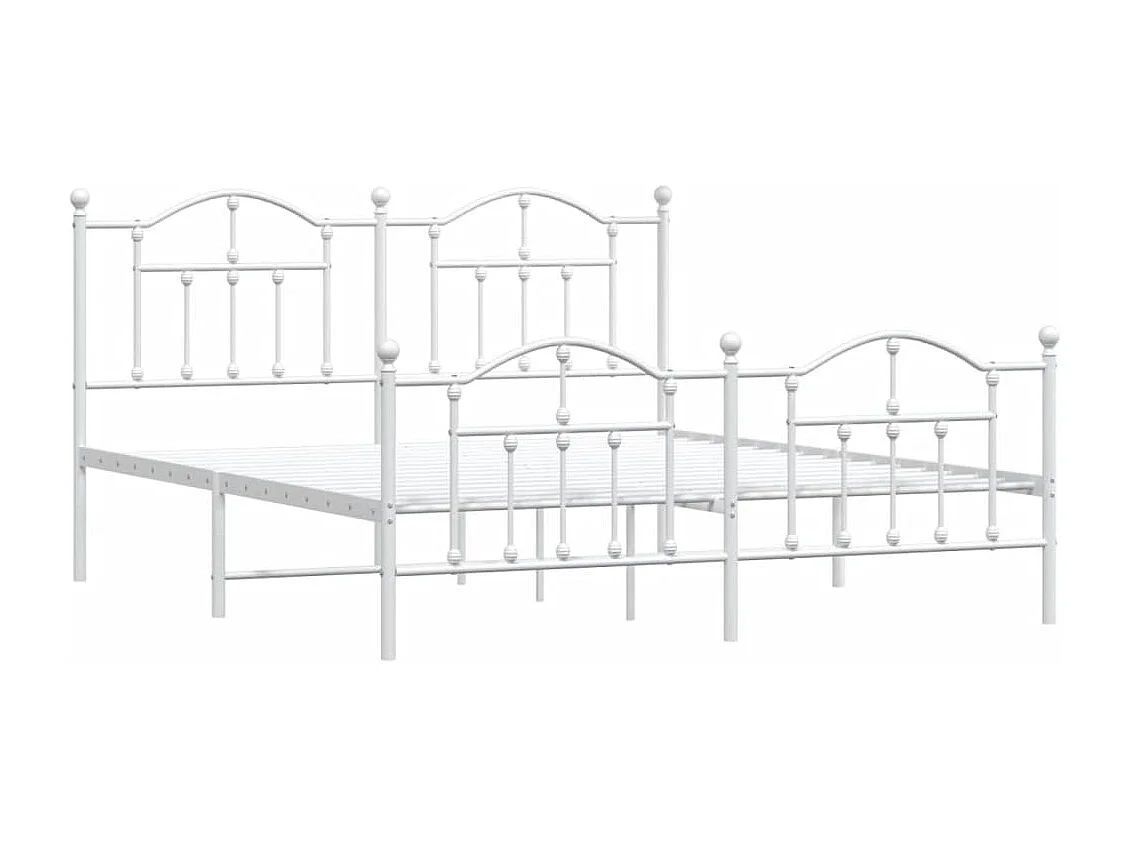 Cadre de lit métal avec tête de lit-pied de lit blanc 183x213