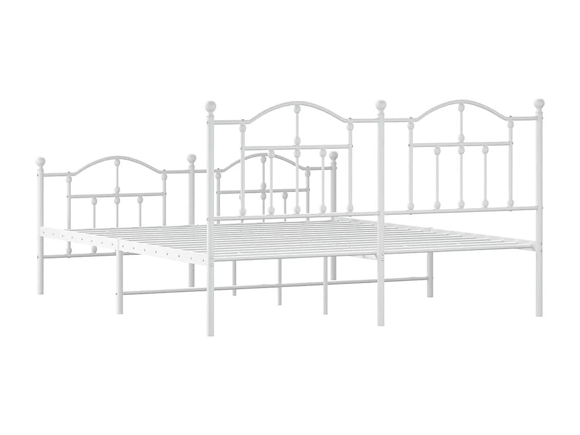 Cadre de lit métal avec tête de lit-pied de lit blanc 183x213