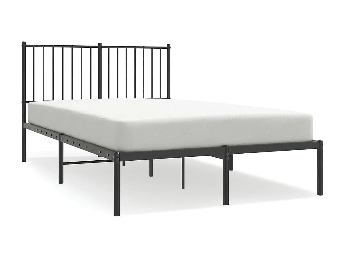 Cadre de lit métal avec tête de lit noir 120x190