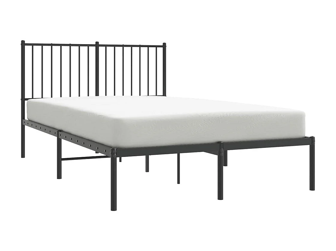 Cadre de lit métal avec tête de lit noir 120x190