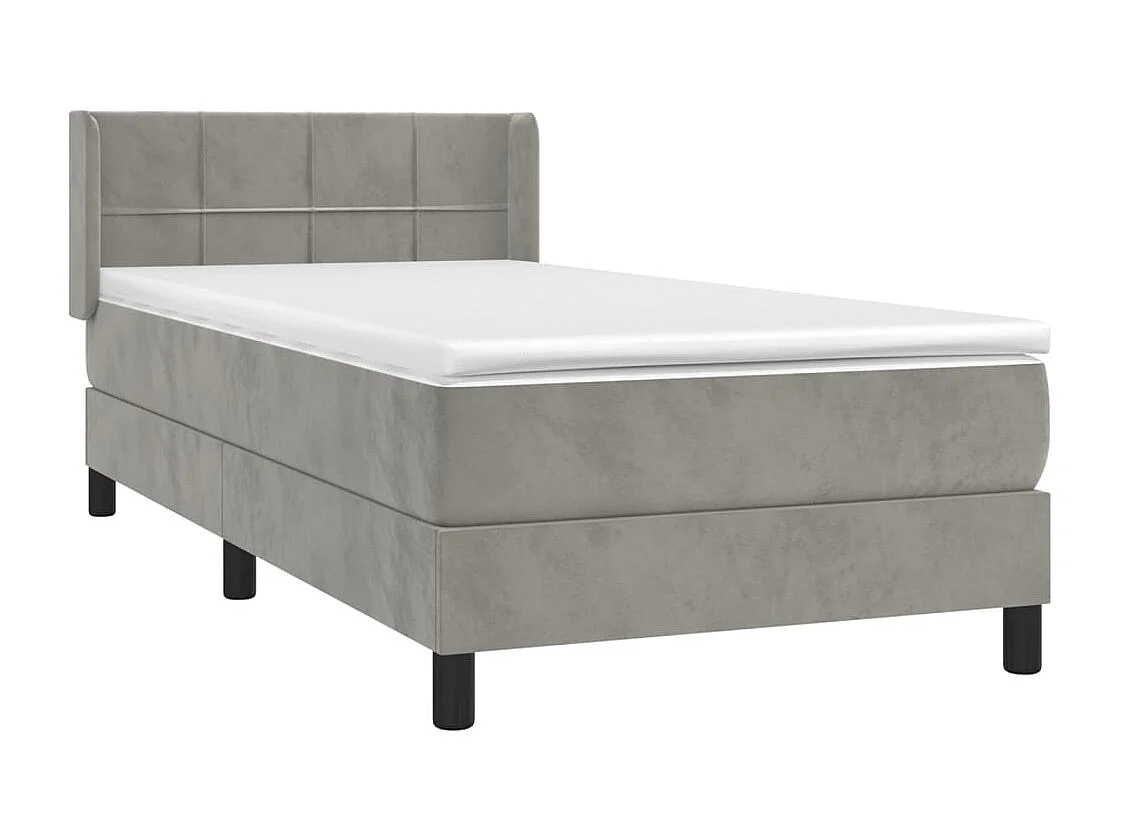 Sommier à lattes de lit et matelas Gris clair 80x200 Velours