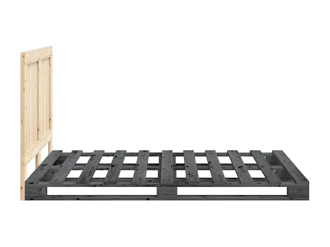 Cadre de lit avec tête de lit gris 140x200 bois pin massif