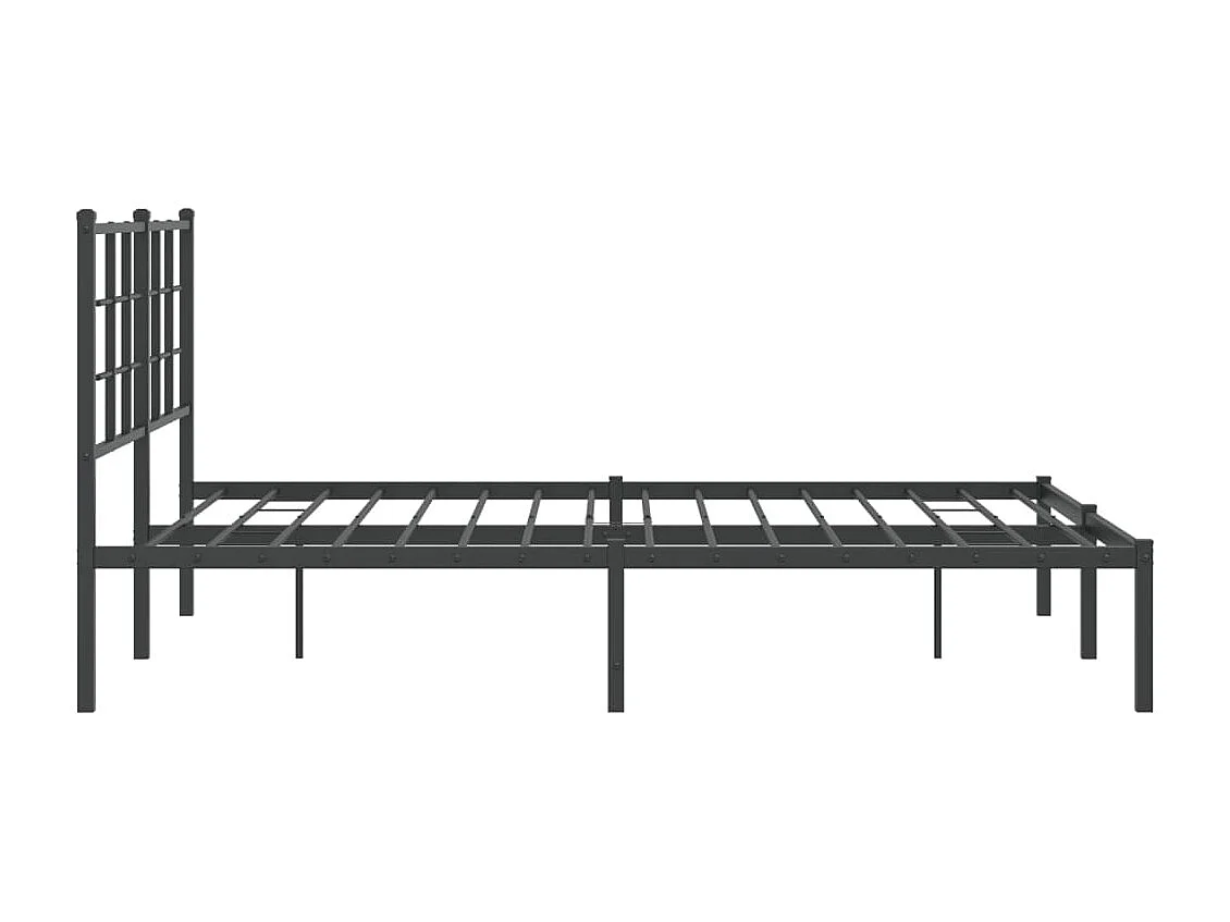 Lit métal avec tête de lit noir 135x190