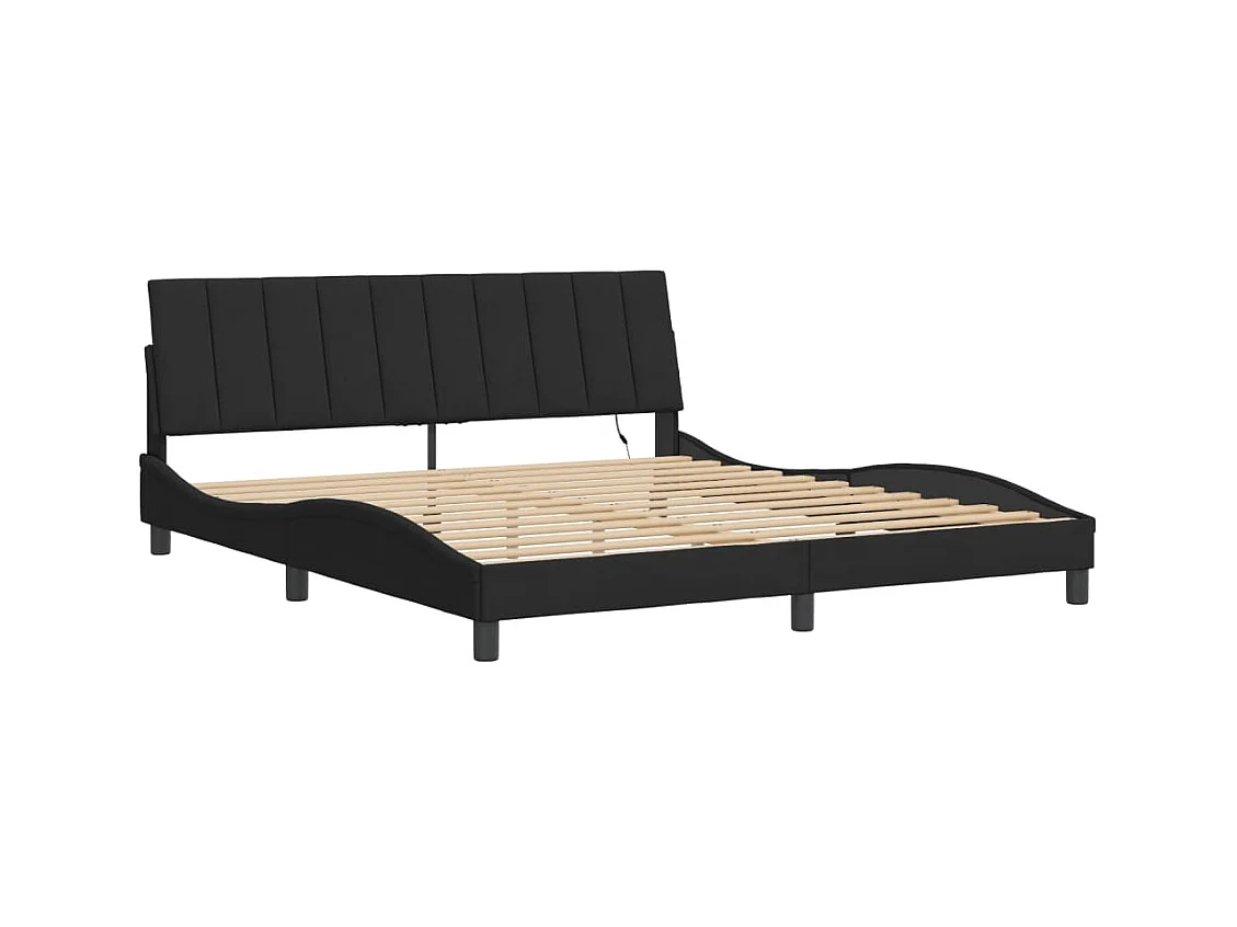 Cadre de lit avec lumières LED noir 180x200 velours