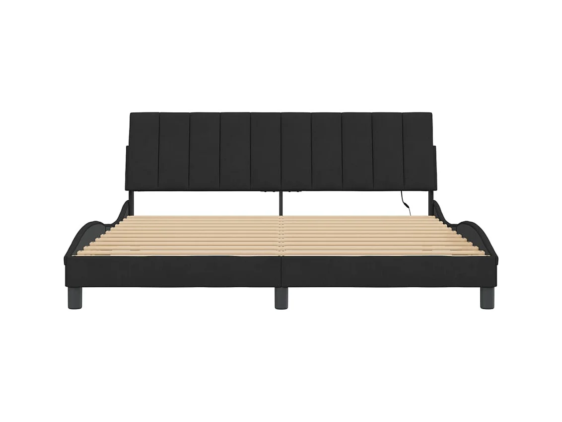 Cadre de lit avec lumières LED noir 180x200 velours